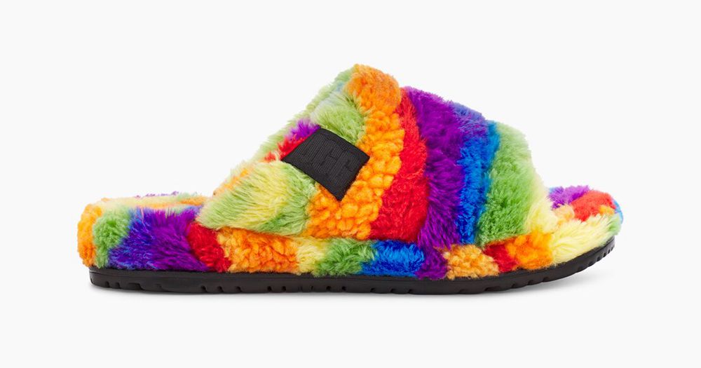 Ugg Slippers Canada - Ugg Men's Fluff You Cali Collage Rainbow